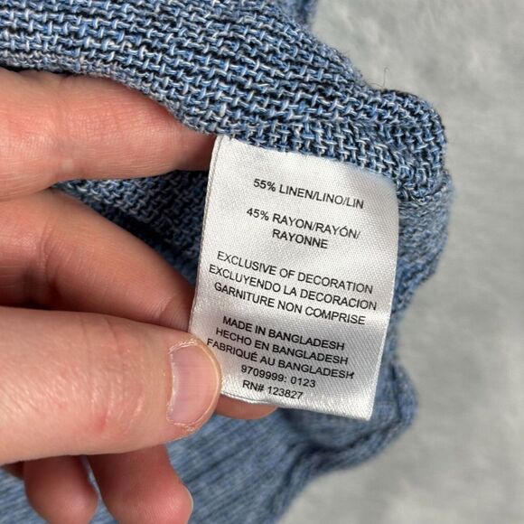 Essex Crossing Shirt Mens Extra Large Blue Washable Montauk Linen Button Pocket - Picture 8 of 10